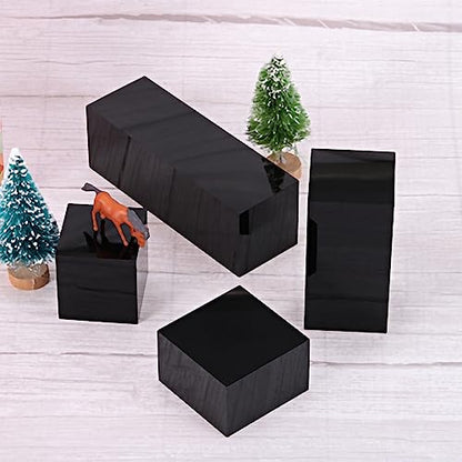 PATIKIL 1.5"x1.5"x1.5" Jewelry Display Riser, Polished Acrylic Cube Display Stand Block Collection Showcase Ring Holder Square, Black