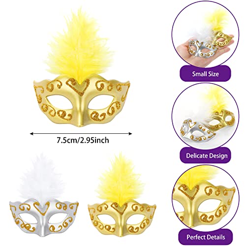 LIYDE 12PCS Mini Masks for Mardi Gras Decoration Masquerade Party Supplies Mini Decorative Masks for Decor - color: Goldsliver