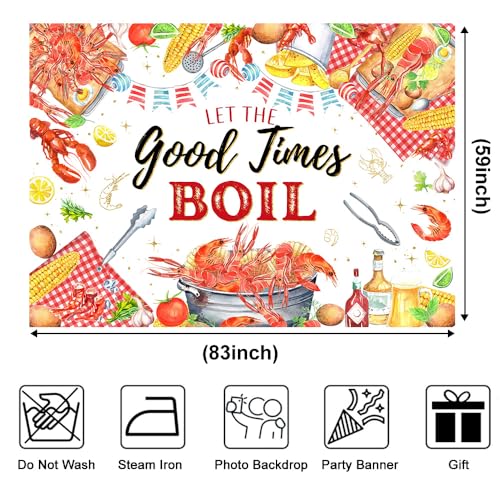 Crawfish Boil Backdrop 7x5ft Let The Good Times Boil Crawfish Shrimp Party Decorations Seafood Feast Birthday Photography Background Photo Booth Prop - size: 7x5ft