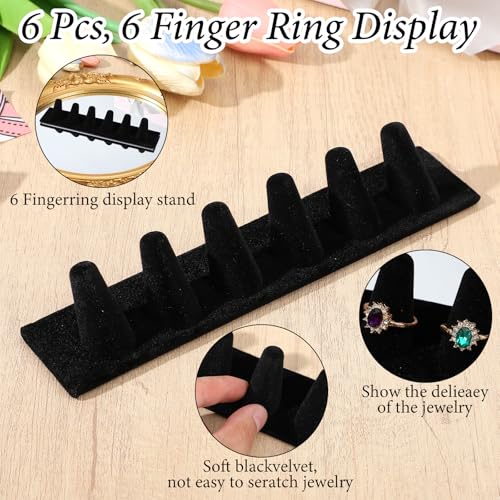 Hpmjz 6 Pcs 6 Finger Ring Holder Black Velvet Ring Display Stand Jewelry Storage Organizer Rings Display Stand for Selling Retail Stores Exhibitions Home Drawer