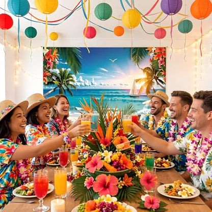 Summer Tropical Seaside Beach Holiday Birthday Wedding Theme Party Photography Background Beautiful Landscape Photo Backdrop Banner Travel and Surf Decorations Studio Props 6x4ft