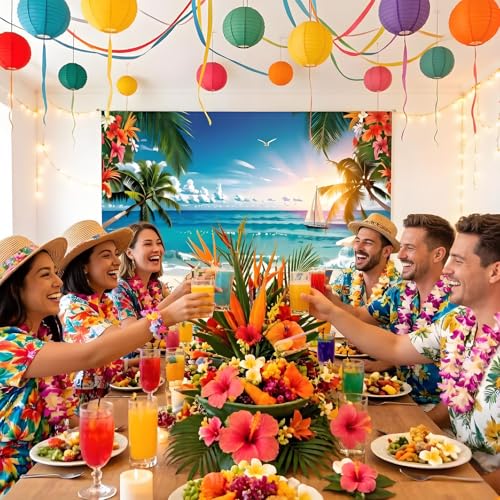 Summer Tropical Seaside Beach Holiday Birthday Wedding Theme Party Photography Background Beautiful Landscape Photo Backdrop Banner Travel and Surf Decorations Studio Props 6x4ft
