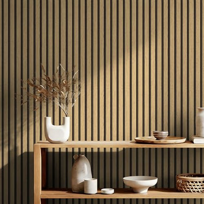 myforHD Wallpaper Peel and Stick Wood Grating Stripe Self-Adhesive Wallpaper Faux Wood Contact Paper Wood Slats Self Adhesive Wall Paper PVC Vinyl Film Removable Waterproof 17.3" x 393" - color: Wood F, size: 17.3" x 393.7"