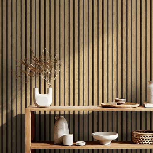 myforHD Wallpaper Peel and Stick Wood Grating Stripe Self-Adhesive Wallpaper Faux Wood Contact Paper Wood Slats Self Adhesive Wall Paper PVC Vinyl Film Removable Waterproof 17.3" x 236" - color: Wood F, size: 17.3" x 236.2"