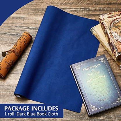 PerKoop Book Cloth for Book Binding 40 x 16 Inch Fabric Surface Paper Backed Bookcover Archival European Durable Strong Bookbinding Supplies Cover Books Album Scrapbooking (Dark Blue) - color: Dark Blue