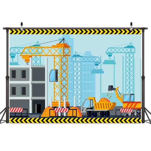 Construction Theme Birthday Photo Backdrop Kids Party Photography Backdrop Dump Truck Excavator Construction Backdrop 6X4FT - color: Construction-2, size: 6X4FT