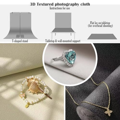 6PCS Non-Wrinkle Product Photography Backdrops, 3D Matte Texture Photo Backdrop Cloth, Flat Lay Seamless 28x21in Tabletop Backdrops for Food Jelwery Cosmetics - color: Granular texture