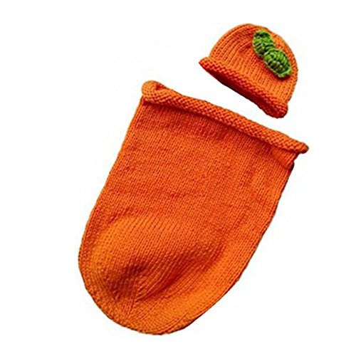 Coberllus Newborn Baby Photo Props Boy Girl Photo Shoot Outfits Crochet Knit Halloween Pumpkins Hat Bag Photography Props