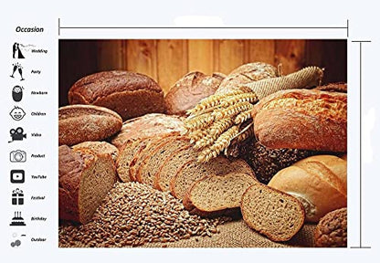 Freshly Baked Bread Backdrop for Photography 10X7FT Bread Baking Backdrops Dessert Cake Shop Background for Baby Shower Boys and Girls Birthday Party Photo Studio Props Vinyl BK216 - size: 10X7FT