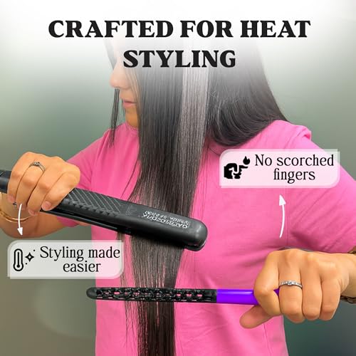 Herstyler Hair Straightening Comb - Straightener Comb for Flat Iron - Makes Styling Easy - Get Straight Hair in Minutes (Purple) - color: Purple