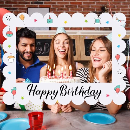 Beeveer 32 x 24 Inch Photo Booth Selfie Frame Prop Booth for Birthday Event Parties Large Blank DIY Cutout Props for Funny Decoration Christmas, Holiday Supplies - color: Classic, style: Scalloped