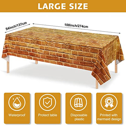 Capoda 6 Pcs 4.5 x 9 Feet Brick Stone Wall Backdrop Brick Wall Tablecloths Magic Wizard Sheet Table Cover Retro Red Backdrop for Wizard Party