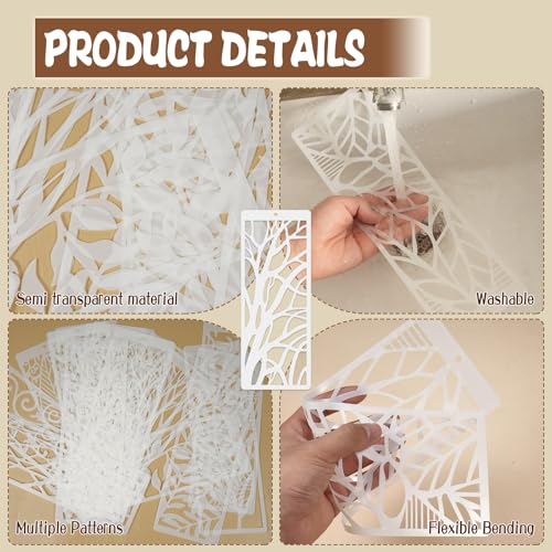 18 Pcs Stencils for Crafts, 4" x 11.8" Floral Branch Leaf Texture Background Layering Stencils, Reusable Plastic Tree Cake Decorating Templates for Baking DIY Wood Wall Furniture Canvas Scrapbook