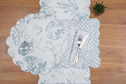 C&F Home Cerulean Breeze Coastal Marine Reversible Single Cloth Napkin Blue