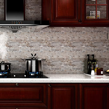 10 - Sheet Peel and Stick Backsplash Wall Tile, PVC Kitchen Backsplash, Stick on Tiles for Backsplash Kitchen (12'' X 12'', Perisa with Metal) - color: Perisa with Metal