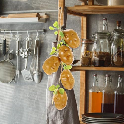 VALICLUD 4Pcs Artificial Potato Strings Lifelike Fake Potatoes Decoration for Farmhouse Kitchen Hanging Garland Photo Props 17.71X3.54X2.55 Inch