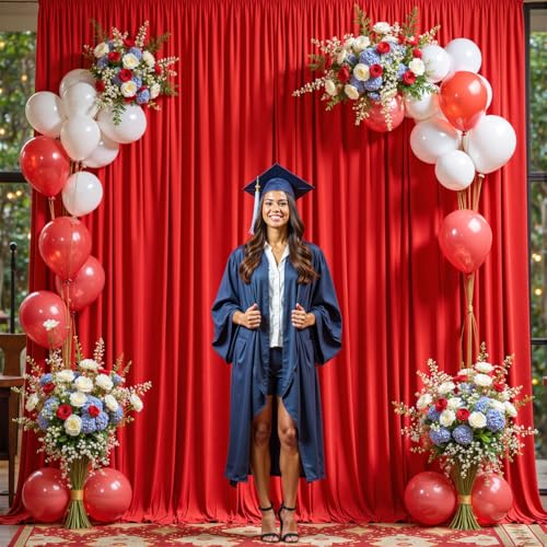 Red Backdrop Curtain for Parties Wedding Wrinkle Free Red Photo Curtains Backdrop Drapes Fabric Decoration for Birthday Party Baby Shower Christmas 5ft x 7ft,2 Panels - color: Red, size: 10FTx7FT (W5'xH7', 2 Panels)