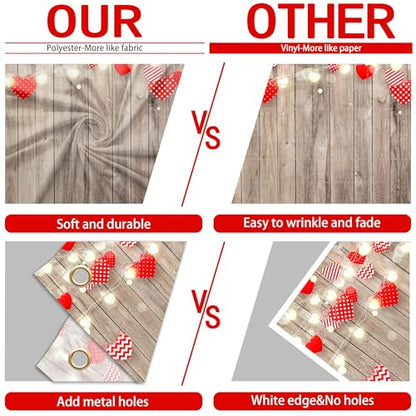 Happy Valentines Day Backdrops 6x4 FT Wooden Wall Valentine Backdrop Decoration for Photography Photo Background Mom's Party Banner Decor for Studio Props - size: 6x4 FT