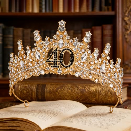 Birthday Crown for Women Crystal Princess Birthdays Tiaras Rhinestone Queen Headband Wedding Bridal Hair Accessories BirthdayProm Pageant Party Coming of Age Ceremony Photo Props - color: Gold-40