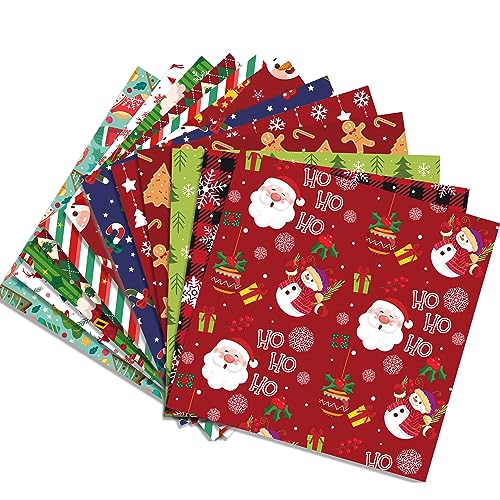 VIVIQUEN 24 Pack Christmas Double-Sided Paper, 12-inches Classic Red Green Textured Scrapbook Paper Xmas Craft Folded Flat for DIY Background Card Making Photo Album Decor