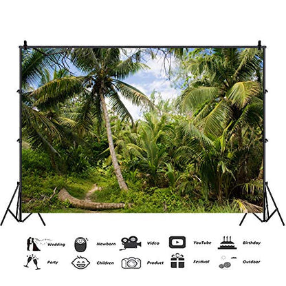 10x6.5ft Tropical Island Backdrops for Photography Coconut Palm Trees Background Island Wedding Backdrop Summer Theme Party Siesta Holiday Green Spring Summer Photo Studio Video Props - size: 10x6.5ft