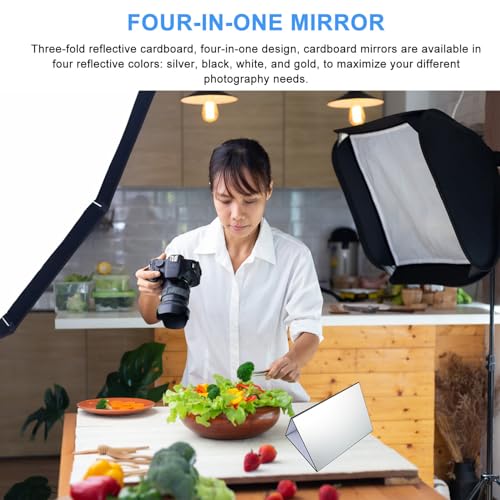 Folding Reflective Board for Photography A4 Tri-fold Light Diffuser and Reflector Panel for Food, Cosmetics, and Still Life Photo Lighting Accessories