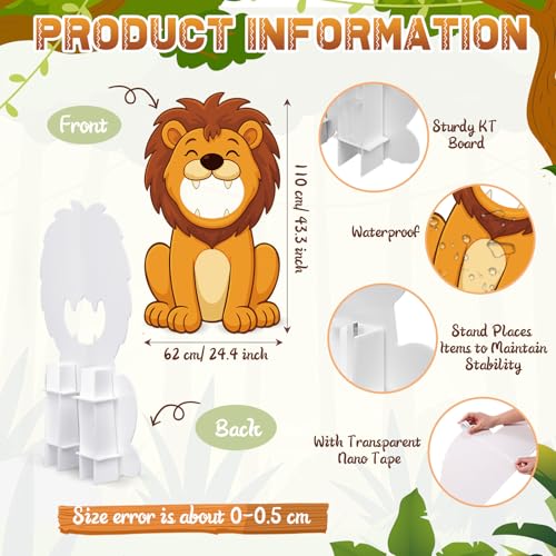 Capoda Jungle Safari Face in a Hole Photo Booth Props Life Size Safari Animal Stand Up Cardboard Cutout Jungle Photography Decor for Zoo Animal Lion Giraffe Theme Birthday Supplies(Lion) - style: Lion