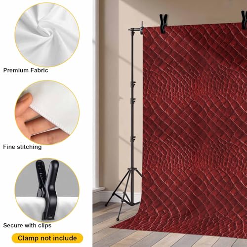 Vintage Red Backdrop for Photography, Retro Classic Art Red Faux Leather Animal Leather Photo Backdrop Portrait Background Party Banner Photo Backgrounds for Studio Booth Props, 8x6ft - color: Red, size: 8x6FT