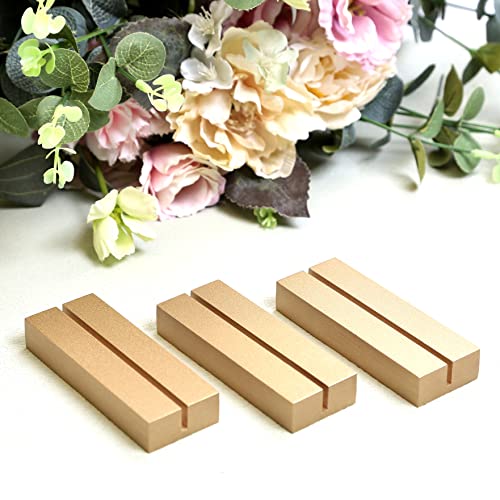 UNIQOOO 20 Pack 4" Gold Birch Wood Stands for Wedding Acrylic Sign, Wood Table Number Holders for 1/8 Thick Acrylic Sheets | Wedding Display Stand, Card Holder for Bar Menu, Retail Sign, Party - color: Gold Birch 20 Pack