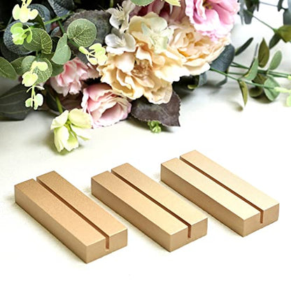 UNIQOOO 20 Pack 4" Gold Birch Wood Stands for Wedding Acrylic Sign, Wood Table Number Holders for 1/8 Thick Acrylic Sheets | Wedding Display Stand, Card Holder for Bar Menu, Retail Sign, Party - color: Gold Birch 20 Pack