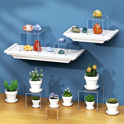 NIUBEE 2 Set Acrylic Risers Display for Funko POP Figures,Clear Cake Stands for Candy Dessert Table Decorations-3"x4"x5" - size: (3,4,5)" x2Set