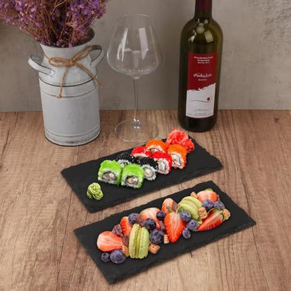 10 Pack 10 x 4.72 Inch Slate Cheese Boards, Black Rectangle Slate Charcuterie Boards, Natural Charcuterie Stone Plates for Parties, Gifts, and Special Events, Cheese, Sushi, Food. - size: 10 Pack 10 x 4.72 Inch