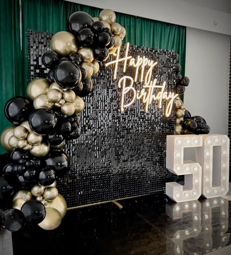 Black Shimmer Wall Backdrop Panels Sequin Backdrop 6ftx4ft Graduation Decoration for Halloween Party Birthday Anniversary Wedding Engagement Background - color: Black, size: 6ftx4ft
