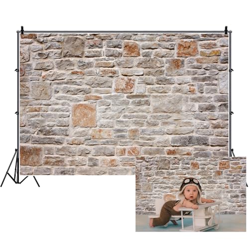 Renaiss 7x5ft Vintage Brick Wall Backdrop Red and White Old Rustic Stone Brick Wall Photography Background for Baby Shower Birthday Party Wedding Girls Adults Portrait Photo Booth Props - color: WSNWH22030, size: 7x5ft