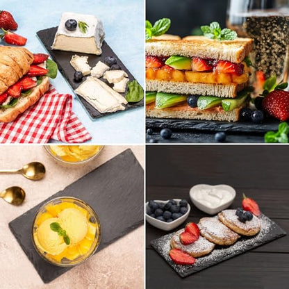 10 Pack 10 x 4.72 Inch Slate Cheese Boards, Black Rectangle Slate Charcuterie Boards, Natural Charcuterie Stone Plates for Parties, Gifts, and Special Events, Cheese, Sushi, Food. - size: 10 Pack 10 x 4.72 Inch