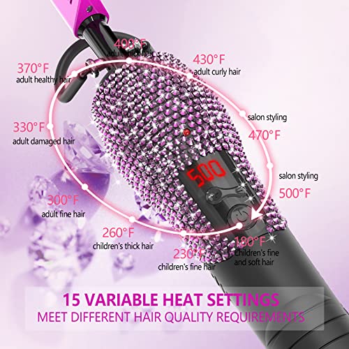 DAN Technology 500 hot Comb Electric for Wigs, Diamond Heating Comb, 60 Min Auto-Off & 7 Temperatures Adjustable Purple hot Comb, Professional Pressing Combs for Black Hair - color: Purple