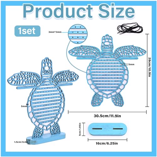 Tnstbiee Turtle Earring Holder Organizer Natural Wood Jewelry Stand for Women and Girls Wall Mount Display for Earrings Necklaces and Accessories 12 * 11 * 0.9in Versatile Design Ideas decoration - color: Blue