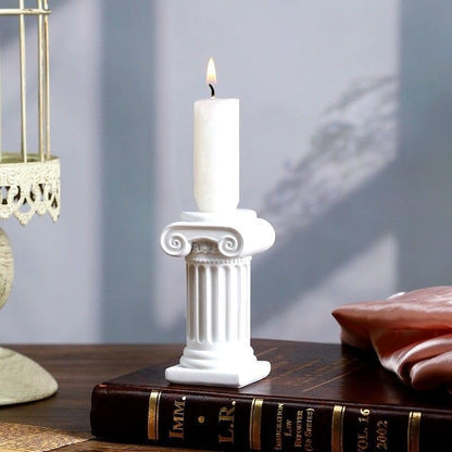 Mini Nordic Resin Roman Column, Greek Sculptural Angel Display, Photo Props, Candle Holder, Sketching Art Teaching Tools (Ionic A (White) - 8cm) - color: Ionic a (White) - 8cm