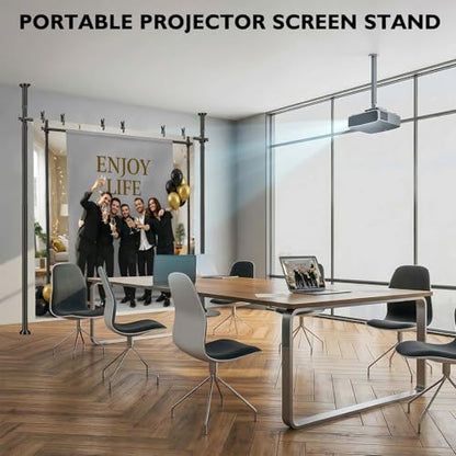 Jilron Backdrop Stand Heavy Duty Spring-Loaded Adjustable Photo Backdrop Stand, Sturdy Thickened Support, Adjustable Width 35-100" Height 43-120", Easy Setup for Photography, Parties- Black