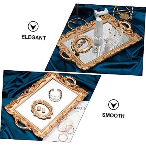 Alipis European Style Storage Tray Mirror Plate for Photography Props Gold Mirror Tray for Decor Perfume Holder