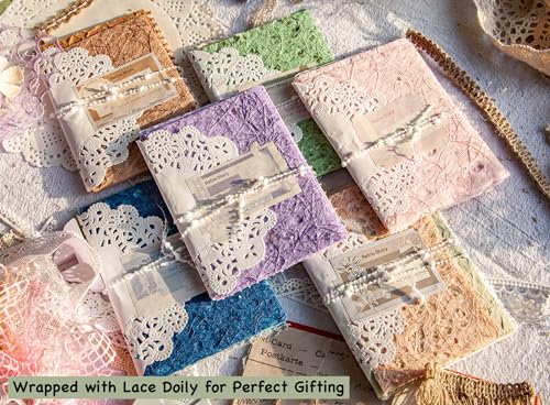 96 Sheets Textured Scrapbook Paper and Mesh Fabric Assorted Set - 6 Pack Mixed Special Paper for Scrapbooking Planner Bullet Junk Journal Supplies Mixed Media Collage Card Embellishments 3.9x5.5 Inch