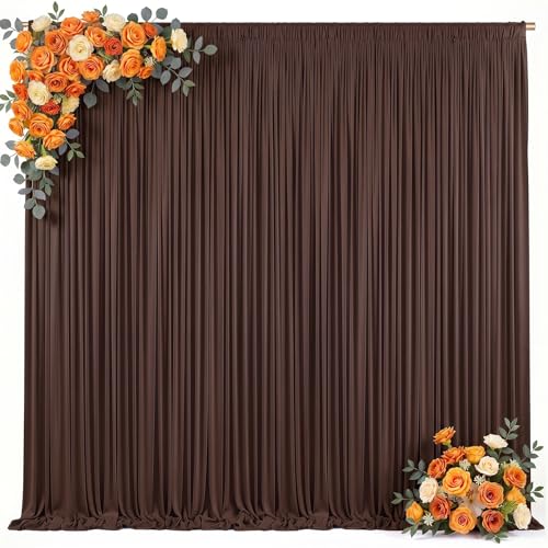10x10ft Brown Backdrop Curtain for Parties Wrinkle Free Fabric Backdrop Curtain Wedding Photo Backdrop Drapes for Birthday Party Baby Shower Bridal Shower Photography Brown Back Drop 2 Panels 5x10FT - color: Brown, size: 10 ft X 10 ft(2 Panels 5ft X 10ft)