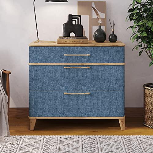 Blue Wallpaper Grasscloth Peel and Stick Wallpaper 17.7inch x 118.1inch Textured Wall Paper Stick and Peel Blue Contact Paper Grasscloth Faux Linen Removable Navy Waterproof Self Adhesive Vinyl - color: Blue, size: 17.7" x 118.1"