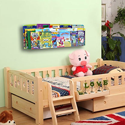 NIUBEE Acrylic Invisible Floating Bookshelf 24 inch,Kids Clear Wall Bookshelves Display Book Shelf,50% Thicker with Screwdriver - size: 24inches