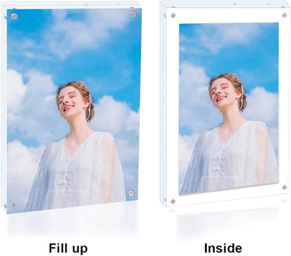 5 Pack Acrylic Picture Frame 5x7 Clear Double Sided Magnetic Picture Frameless Desktop Display Photo Frame with Stand Best Gift for Family, Baby, Friend - size: 5x7"-5