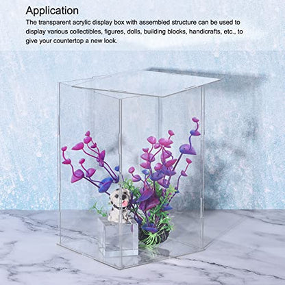 MECCANIXITY Acrylic Display Case Plastic Box Cube Storage Box Clear Assemble Showcase 16.1x10.2x14.1 Inch for Collectibles - size: 16.1x10.2x14.1 Inch