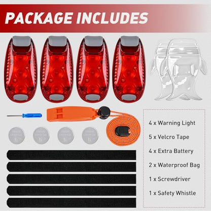 Nilight LED Safety Light 4PCS Red Marine Navigation Bike Tail Lights Three Modes Waterproof Reflective Gear Clip On Flash Strobe Indicator Lamp for Night Boating Fishing Cycling Jogging - color: 3LED Safety Light-Red