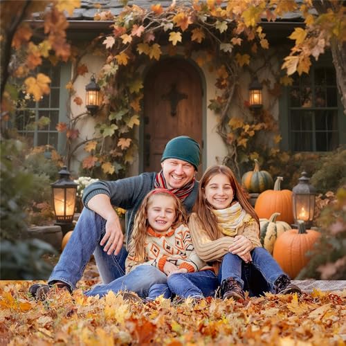 Fall Backdrop 10x10ft Rustic Wood Door Fallen Autumn Leaves Fall Backdrops for Photography Festival Harvest Background Thanksgiving Decorations Props for Photoshoot Studio Photo Backgrounds - color: Brown, size: 10x10ft