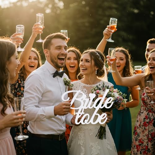 TONIFUL Bride to Be Sign Wooden - Bridal Shower Decorations for Bachelorette Party, Table Centerpieces & Photo Booth Props, Wedding Party Decor Supplies (White) - style: Bride to be