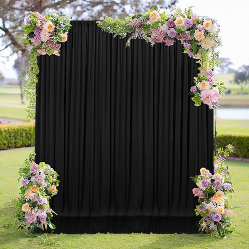 MEETSKY Black Backdrop Curtains for Parties - 10ft x 8ft Party Photo Background Curtain Rod Pocket Fabric Drapes Panels for Boys Birthday Holiday Home Halloween Decoration, 5ft x 8ft, 2 Panels - color: Black, size: 60"W x 96"L (Pack of 2)